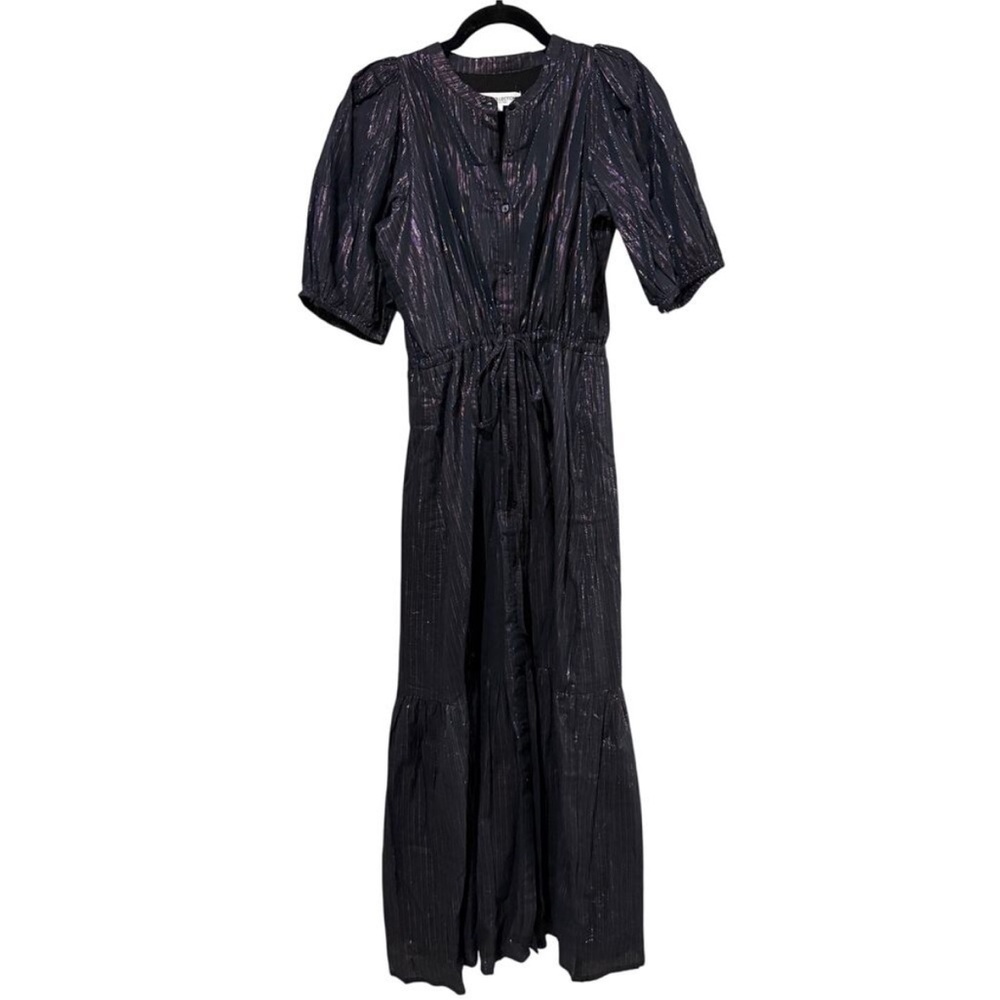 Emerson Fry India Collection Lucy Metallic Stripe Maxi Dress Rainbow Black Lurex